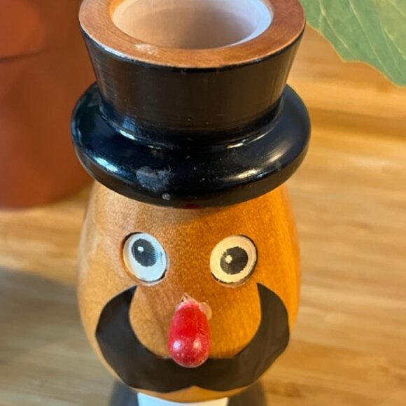 Comical novelty 1950's toothpick skewer holder gentleman with top hat wood vtg - Picture 3 of 5
